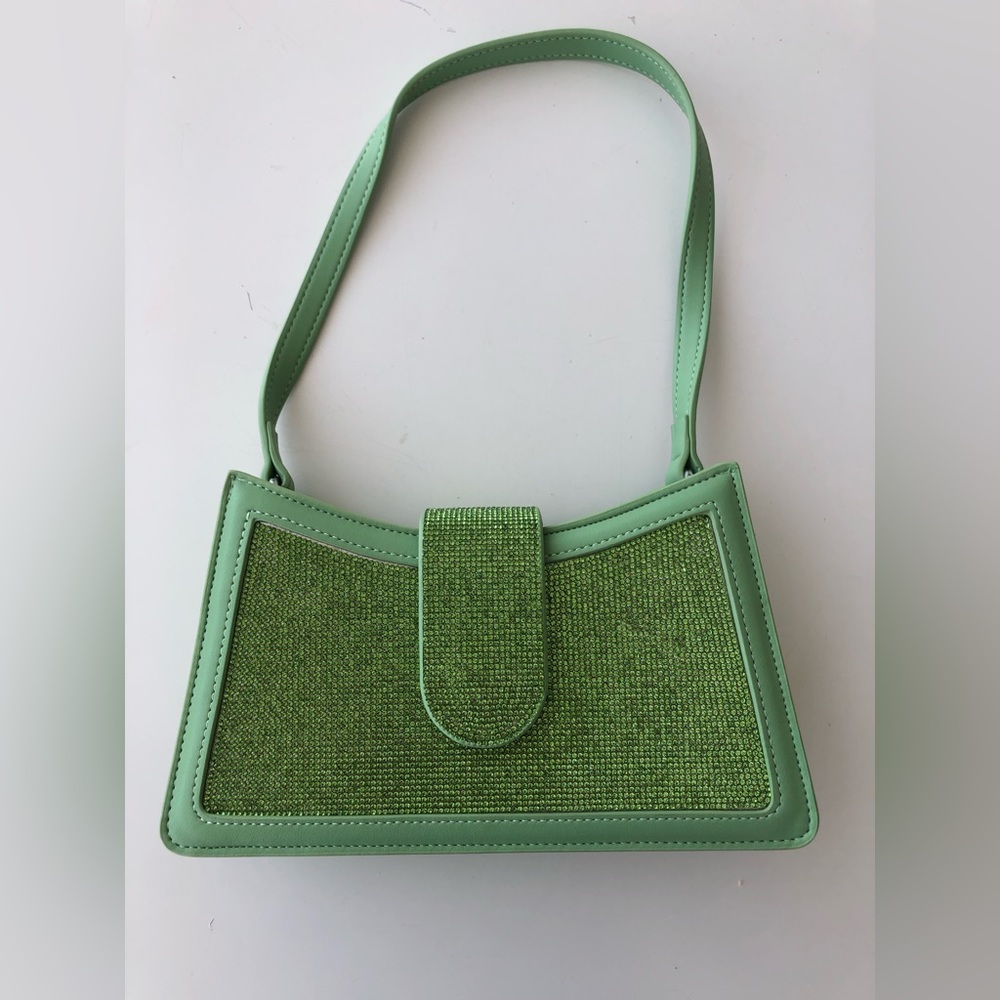 Green rhinestone ANNA shoulder bag